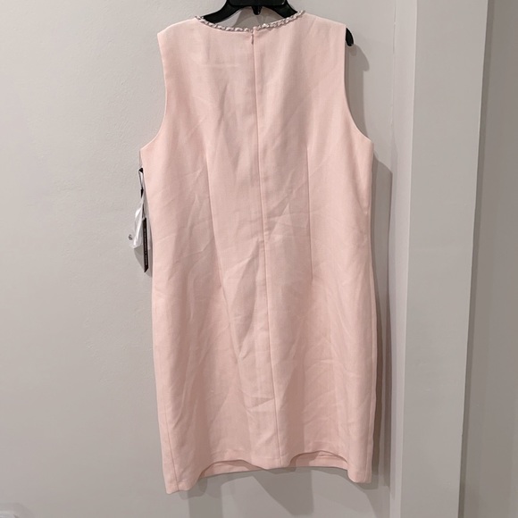 NWT Karl Lagerfeld Paris Tweed faux pearl Embellished Sheath Dress in Pink - Picture 3 of 4